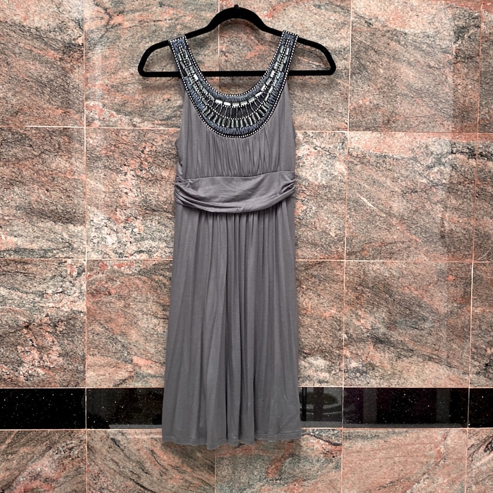 Grey bead bib dress